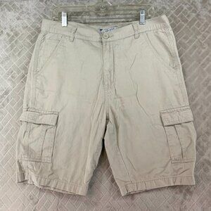 Blue Rock Mens 34 Cargo Shorts Khaki Beige Safari 100% Cotton Hiking Gorpcore